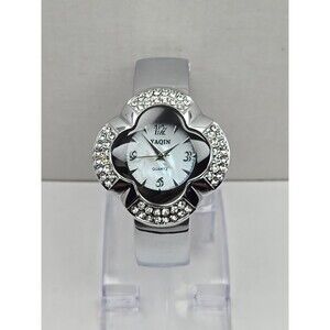 Yaqin Clover Crystal Bangle Watch Silver MOP Dial Quartz New Battery Ladies Gift